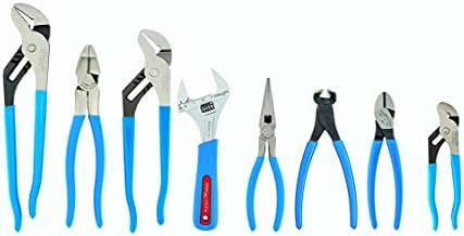 CHANNELLOCK TOOL ROLL-8 8-Piece Professional Tool Set with Tool Roll, Includes Straight Jaw Tongue & Groove, Linemen's, Cutting, and Long Nose Pliers, 1 Adjustable Wrench and Tool Roll