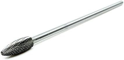 Benchmark Abrasives 6” Flame Shape Double Cut Tungsten Carbide Die Grinder Bits Metal Deburring Tool Rotary Burr, 1/4 Inch Shaft, Engraving Tool for Woodworking Shaping Carving (SH-5)