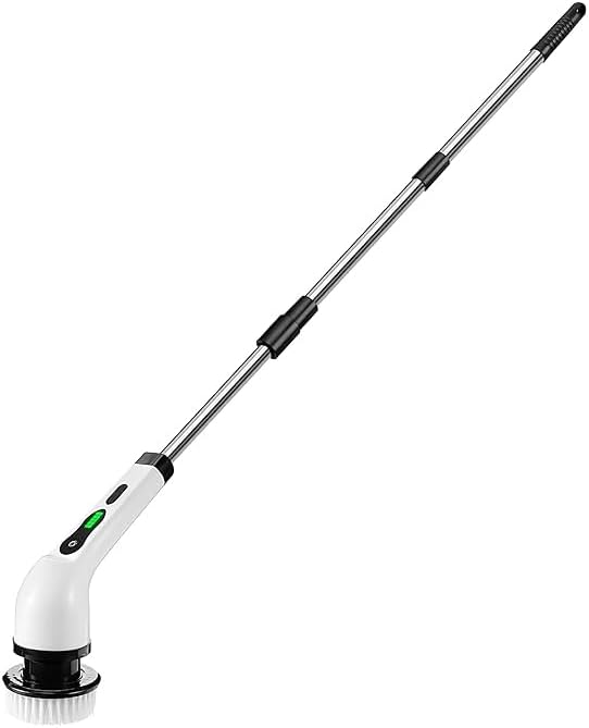 Electric Spin Scrubber, Cordless Cleaning Brush Waterproof with 9 Replaceable Brush Heads, 1.5H Power Dual Speed, Shower Scrubber with Extension Handle for Bathroom Tub Tile Floor Car