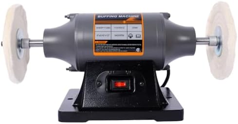 Bench Buffer Polisher – Heavy-Duty 3450 RPM Benchtop Buffing Machine for Jewelry, Metal, Knives, Wood & Jade, 370W Power Grinder with Dual Buffing Wheels & Cast Iron Base (6-Inch)