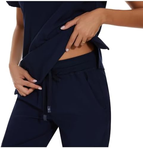 COZYFIT Scrubs for Women Set - Stretch V-Neck & Jogger Pant with 9 Pockets