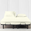 JS Sanders Collection 600TC Flex Top Queen Sheets for Sleep Number Bed - 100% Cotton 4 Pcs Top Split Queen Sheets for Adjustable Bed Queen 36 Inch Down Ivory -18 Inch Deep