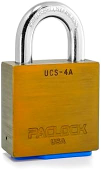 PACLOCK's 4-Series Padlock, Standard Rekeyable (SR), 7/16" Diameter Hard. Stainless Steel Shackle, 1-3/16" Tall, Keyed Differently w/ 2 Keys, Gold Anodized Aluminum