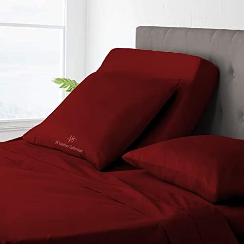 JS Sanders Collection Split Head Sheet Set King Size,Burgundy