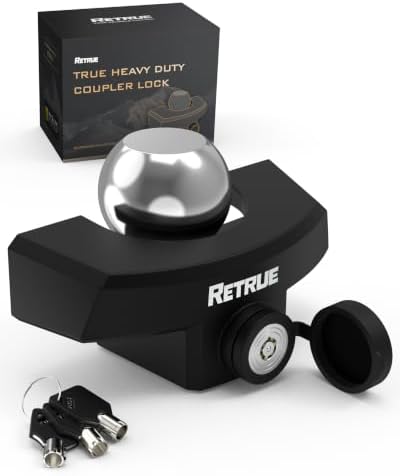 RETRUE Heavy Duty Widened Trailer Lock for 2 5/16" Ball Coupler, Black