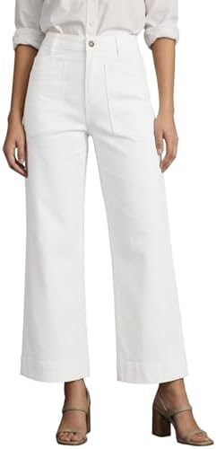 Cicy Bell Womens Cropped Wide Leg Jeans High Waisted Baggy Denim Ankle Pant
