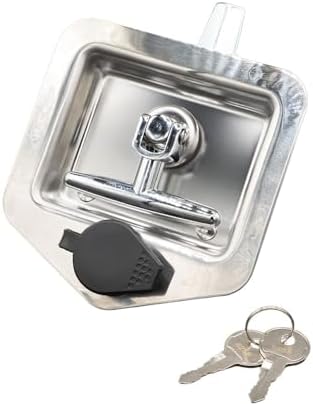 (4 Pack) Stainless Steel Tool Box Lock with Two Keys Each - Truck Trailer RV Door Latch with Gasket T-Handle - Highly Polished Stainless Steel