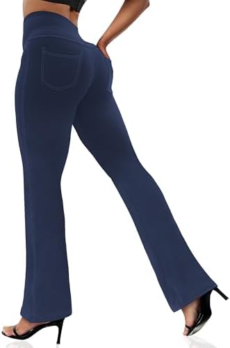 VOOVEEYA Women's Bootcut Leggings - Bootleg Yoga Pants Flare with 4 Pockets