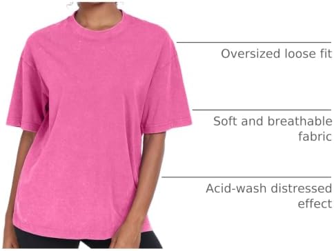 Womens Vintage Oversized T Shirts Acid Washed Baggy Cotton Tee Workout Gym Shirts Boyfriend Short Sleeve Tops