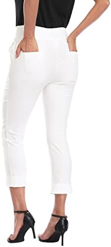 HDE Pull On Capri Pant for Women w/Pockets Elastic Waist Cropped Work Pant
