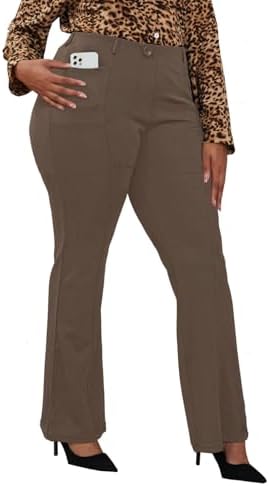DGD Wrinkle-Free Stretch Dress Pants Plus Size for Women Pull-on Pant Ease into Comfort Office Pant