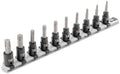 TEKTON 3/8 Inch Drive Torx Impact Bit Socket Set, 10-Piece | SIB91103 | (T20 - T60), Socket Rail