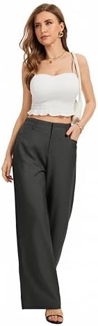 FUNYYZO Wide Leg Dress Pants for Women Work Slacks Business Casual Outfits