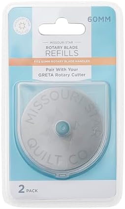 Missouri Star Universal Rotary Cutter Blades 60mm, 2 Pack | Super Sharp Replacement Blades, Fits All Rotary Cutter Handles | Fabric Trimmer Refill for Quilting and Sewing Projects