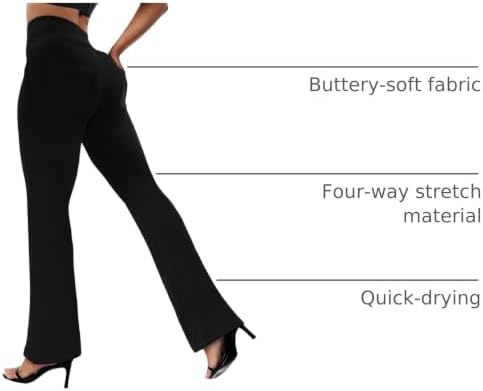 VOOVEEYA Women's Bootcut Leggings - Bootleg Yoga Pants Flare with 4 Pockets