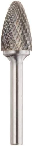 Drill America SF-6 Carbide Burr/Rotary File Tree Radius End Double Cut for Die Grinder 5/8" Dia. x 1" Cut Length with 1/4" Shank and 2-3/4" Overall Length, DUL Series