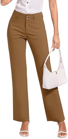 KICZOY Women Dress Pants Stretch Business Straight Leg with Pockets Wear to Work Casual 2026 Suitpants