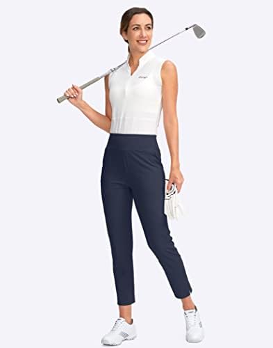 YYV Women's Golf Pants High Waist Stretch Ankle Pants with Pockets
