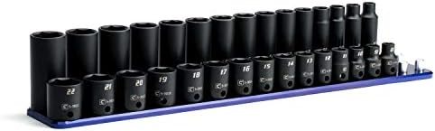 Capri Tools 3/8 in. Drive Metric Shallow and Deep Impact Socket Set with Billet Aluminum Socket Rail (30-Piece), 8-22 mm, CP53000-30MSDR