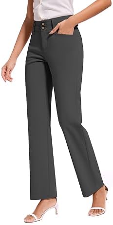 KICZOY Women Dress Pants Stretch Business Straight Leg with Pockets Wear to Work Casual 2026 Suitpants