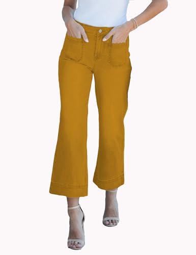 Wide Leg Jeans for Women Trendy High Waisted Flare Jeans Cropped Pants Stretchy Baggy