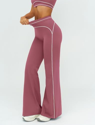 ABOCIW Two Piece Workout Sets for Women Racerback Tank Top Matching High Waist Wide Leg Yoga Pants Pilates Outfits