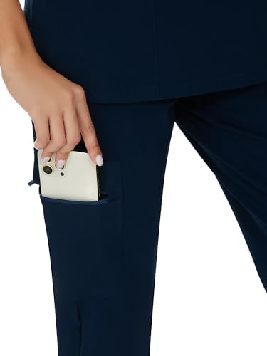 COZYFIT Scrubs for Women Set - Stretch V-Neck & Jogger Pant with 9 Pockets