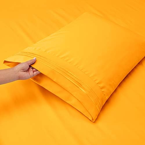 Hearth & Harbor Twin XL Size Sheets - 3 Piece Bed Sheet Set, Hotel Luxury Double Brushed Bed Sheets - Extra Soft Bedding Sheets & Pillowcases, Twin XL, Yellow