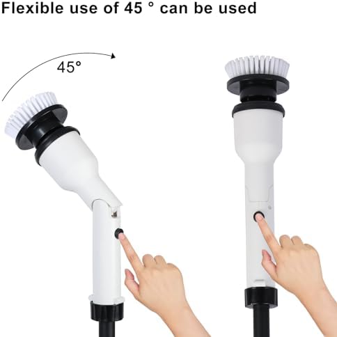 Talent Star Electric Spin Scrubber, 120W Shower Scrubber Cordless Cleaning Brush with 2 Batteries & 1 Charger, 4 Replacement Brush Heads, Telescopic Rod Electric Scrubber for Bathroom Tub Tile Floor