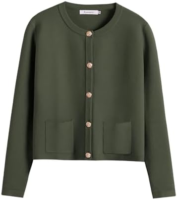 ANRABESS Women's Button Down Cropped Striped Cardigan Sweaters