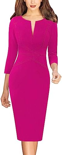 VFSHOW Womens Work Business Office Zipper Up Slim Bodycon Sheath Dress