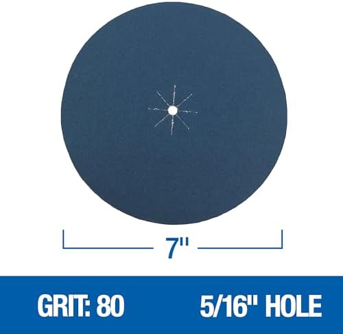 Mercer Industries 409080 Zirconia Cloth Floor Sanding Edger Discs, 7" x 5/16" Hole, Grit 80X (25 pack)