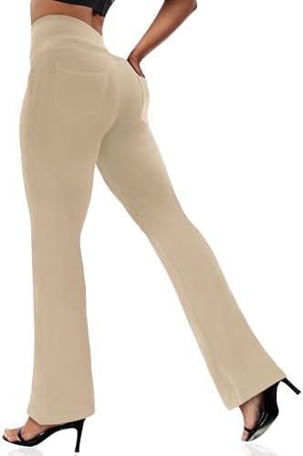 VOOVEEYA Women's Bootcut Leggings - Bootleg Yoga Pants Flare with 4 Pockets