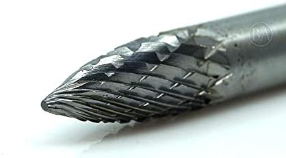 Benchmark Abrasives 6” Pointed Tree Shape Double Cut Tungsten Carbide Die Grinder Bits Metal Deburring Tool Rotary Burr, 1/4 Inch Shaft, Engraving Tool for Woodworking Shaping Carving (SG-1)