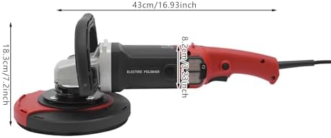 7 Inch Concrete Grinder Wet Polisher with 6 Variable Speeds, Concrete Surface Planer with Dust Extraction Angle Grinder Kit with Auxiliary Handles, Protective Guard, Diamond Grinding Wheel (Black)