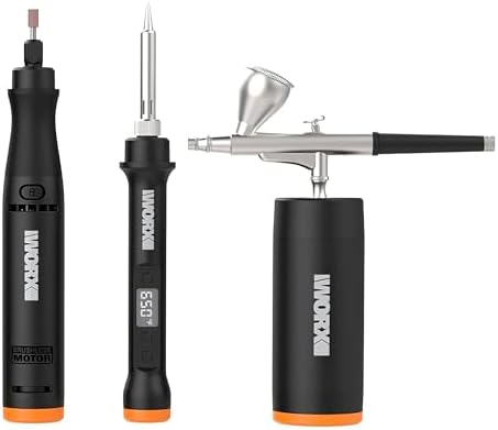 Crafting Tool Combo Kit - Rotary Tool, Airbrush Gun, Wood and Metal Crafter for Sanding, Carving, Painting, 20V Power Share Battery & 57-Piece Accessories Included