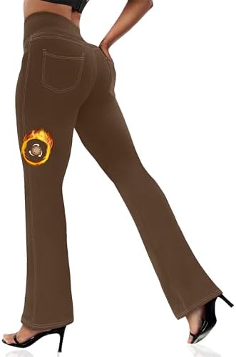 VOOVEEYA Women's Bootcut Leggings - Bootleg Yoga Pants Flare with 4 Pockets