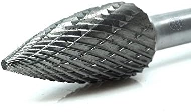 Benchmark Abrasives 6” Pointed Tree Shape Double Cut Tungsten Carbide Die Grinder Bits Metal Deburring Tool Rotary Burr, 1/4 Inch Shaft, Engraving Tool for Woodworking Shaping Carving (SG-5)