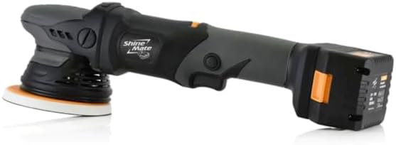 ShineMate EB351-5/15 Cordless DA Polisher Kit | Fast Paint Correction with Low Vibration | Brushless Motor with Constant Speed Control | 15 Millimeter Orbit | 5 Inch Backing Plate | 18 Volts