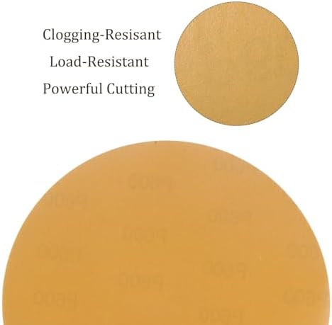 50pcs No Hole Sanding Discs- [ 8 Inch 600 Grit ] Round Hook and Loop Grip Sanding Pads Sheet Sandpaper for Automotive Woodworking Metal Polishing Use| Gold, Aluminum Oxide