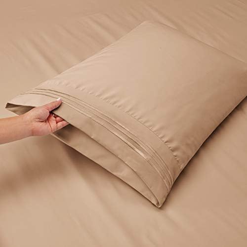 Hearth & Harbor Cal King Size Sheets - 4 Piece Bed Sheet Set, Hotel Luxury Double Brushed Bed Sheets - Extra Soft Bedding Sheets & Pillowcases, California King, Taupe