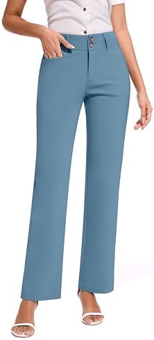 KICZOY Women Dress Pants Stretch Business Straight Leg with Pockets Wear to Work Casual 2026 Suitpants