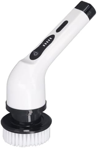 Electric Spin Scrubber, Powerful Handheld Rotating Cleaner Brush with Adjustable Extension Handle for Kitchen Bathroom White