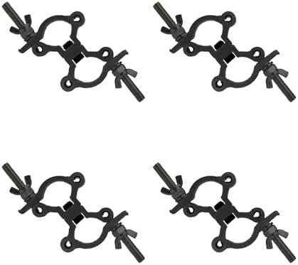 Lighting Truss Swivel Coupler Clamps for Lights, Quick Release Dual Head Truss O Clamp, 35mm-45mm(1.38in-1.77in) Dual Swivel Tube Clamp, Wrap Around Pipe Clamp Mounting Bracket(Black-4Pack)