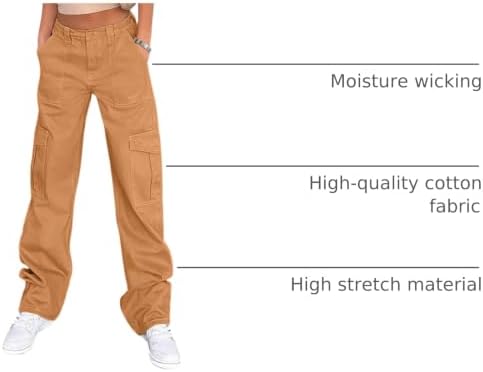 Lepunuo Cargo Pants for Women High Waisted Casual Pants Baggy Stretchy Wide Leg Y2K Streetwear with 6 Pockets