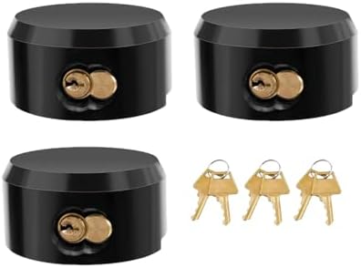 3 Pack Hidden Shackle Padlock Keyed Alike Heavy Duty Trailer Puck Black