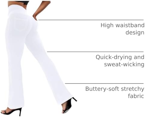 VOOVEEYA Women's Bootcut Leggings - Bootleg Yoga Pants Flare with 4 Pockets