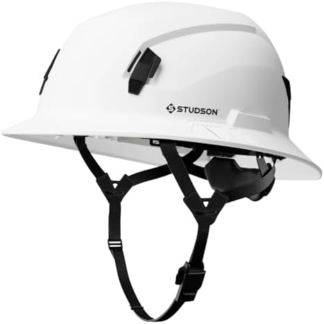 STUDSON SHK-1 Full Brim Safety Helmet Non-Vented: ANSI/ISEA Z89.1 Type II Compliant (R 2019), Lightweight & Breathable, NFC Emergency Contact Chip, One Size, Class E Protection