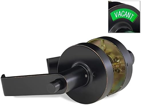 VIZILOK ADA Compliant, Single Egress Indicator Privacy Lock C5FA-R Durable ANSI Grade 2 Comp Commercial Right Handed Non Reversible in-Use or Vacant Push Button Lever - Oil Rubbed Bronze