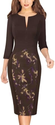 VFSHOW Womens Work Business Office Zipper Up Slim Bodycon Sheath Dress